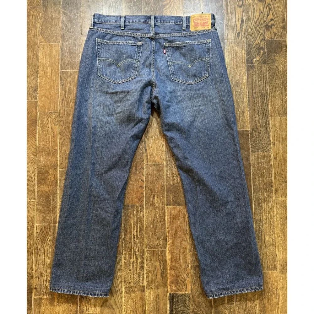 Levis 559 Relaxed Fit Straight Jeans Mens W38xL29.5‎ Blue Denim Hemmed